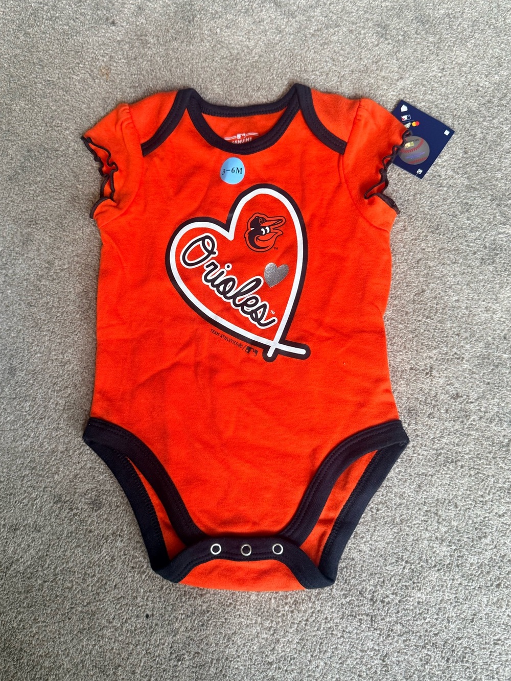 Genuine Merchandise MLB Baltimore Orioles Short Sleeve Bodysuit Size 3-6 M